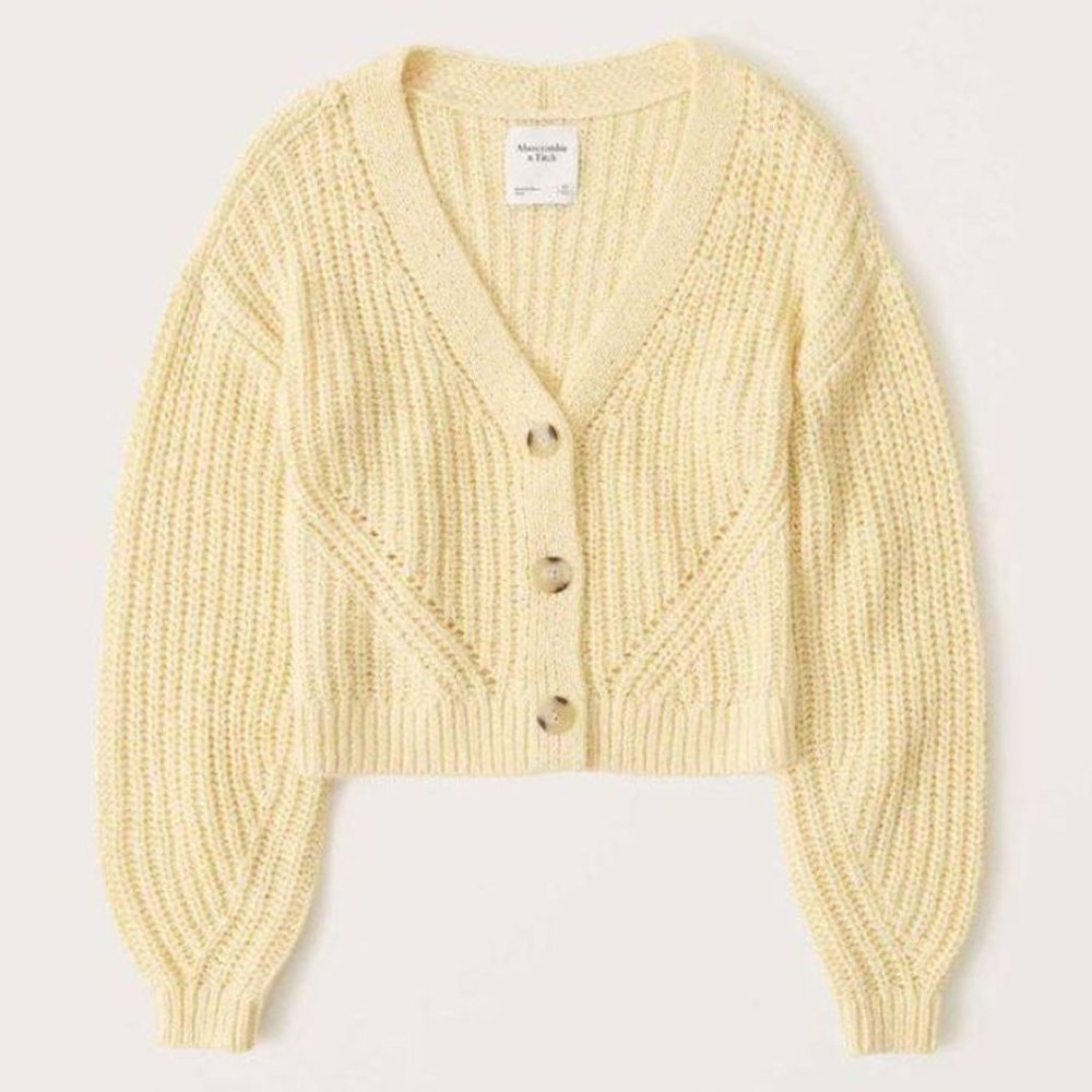 Abercrombie & Fitch Yellow Knit Cardigan
